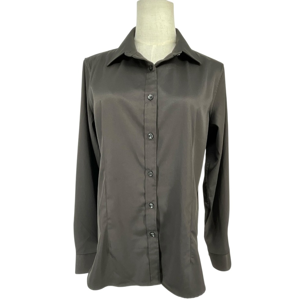 Siliveelon Womens Brown Long Sleeve Button Down Blouse Shirt Design In Paris M